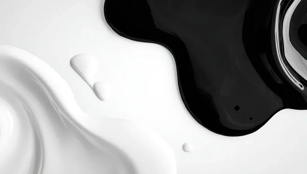 Abstract black and white yin-yang design symbolizing balance and reflection, representing Getting Started with the I Ching and the questions Does he love me? Does she love me?